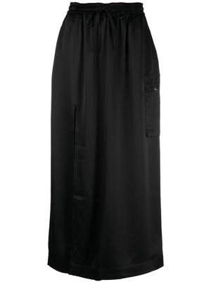 Y-3 side-slit cotton long skirt - Black