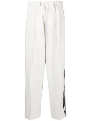 Y-3 side-stripe cotton trousers - White