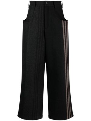 Y-3 side-stripe wide-leg performance trousers - Black