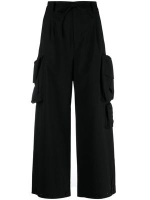 Y-3 wide-leg cotton cargo trousers - Black