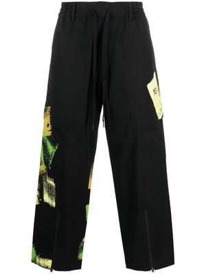 Y-3 wide-leg cotton trousers - Black