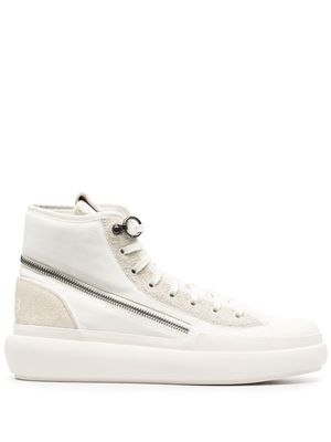 Y-3 zip-around suede high-top sneakers - White