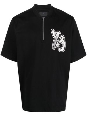 Y-3 zip-up logo-print T-shirt - Black