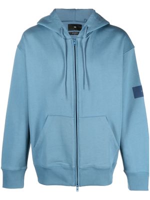 Y-3 zip-up organic-cotton hoodie - Blue