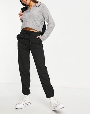 Y.A.S Bea tie waist tapered pants in black