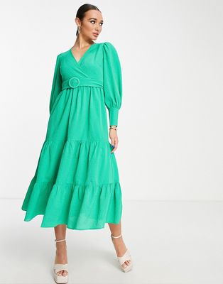 Y.A.S belted tiered maxi dress in bright green