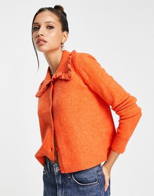 Y.A.S collar detailed cardigan in orange