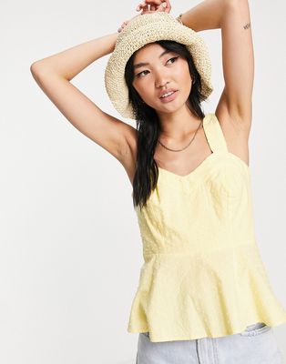 Y.A.S cotton sleeveless blouse in pale yellow