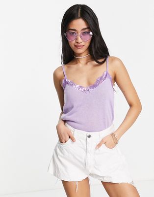Y.A.S Debra lace trim cami top in lilac-Purple