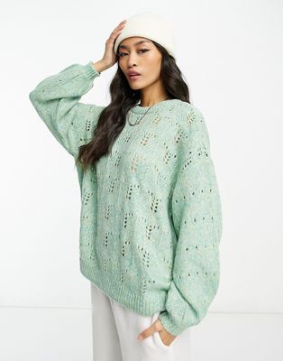 Y.A.S dusty long sleeve knitted pullover in green space dye