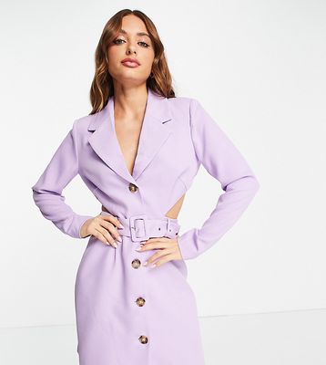 Y.A.S exclusive tailored blazer mini dress with cut out back and belt in purple