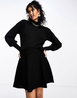 Y.A.S high neck knit sweater with balloon sleeves in black - part of a set