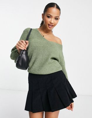 Y.A.S. Isma volume sleeve ribbed sweater in green