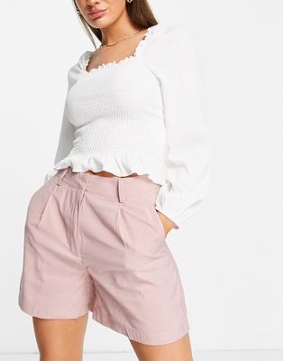 Y.A.S longline tailored shorts in pale rose - part of a set-Pink