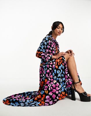 Y.A.S maxi shirt dress in floral print-Multi