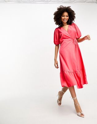Y.A.S midi wrap dress in red