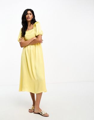 Y.A.S puff sleeve maxi dress in yellow