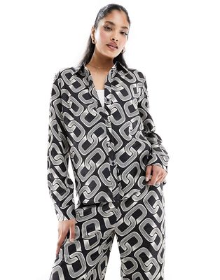 Y.A.S satin shirt in mono print - part of a set-Multi