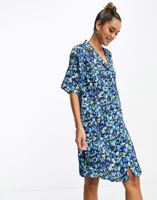 Y.A.S shirt dress in blue floral print