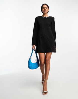 Y.A.S tailored mini dress with open back in diced black