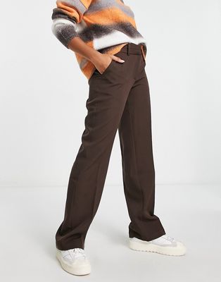 Y.A.S tailored suit pants in brown - part of a set-Black