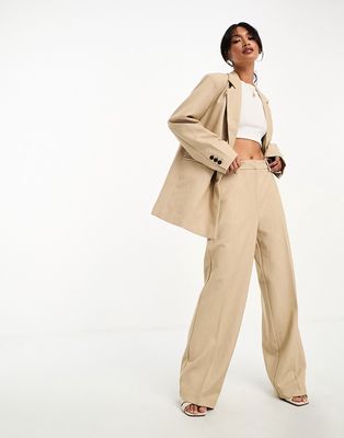 Y.A.S tailored wide leg pants in camel - part of a set-Neutral