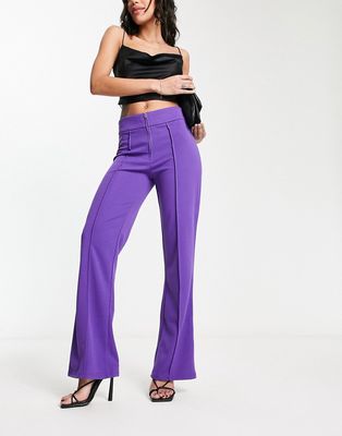 Y.A.S tailored wide leg pants with zip front in purple