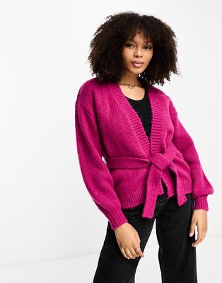 Y.A.S wrap knit cardigan in pink