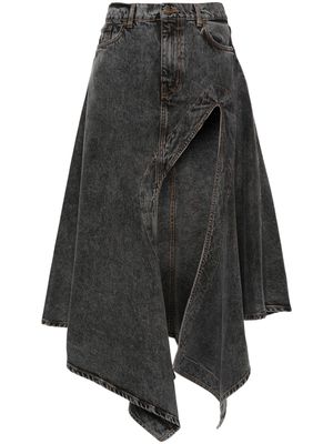 Y/Project asymmetric denim maxi skirt - Black