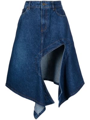 Y/Project asymmetric denim midi skirt - Blue