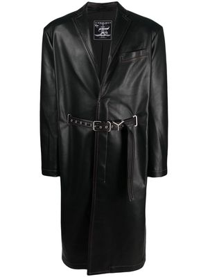 Y/Project belted faux-leather coat - Black