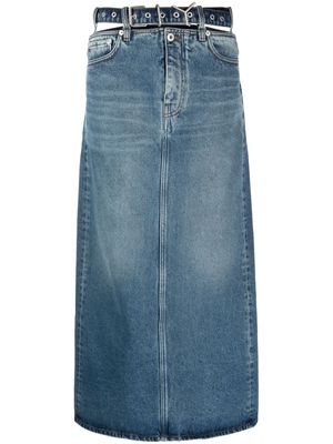 Y/Project belted organic-cotton denim skirt - Blue