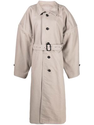 Y/Project belted puff-sleeve trench coat - Neutrals