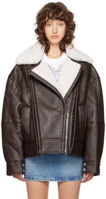 Y/Project Brown Hook & Eye Faux-Leather Jacket