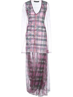 Y/Project check print layered dress - Pink
