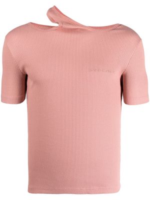 Y/Project Classic Double Collar ribbed-knit T-shirt - Pink