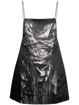 Y/Project Compact-print slip mini dress - Black
