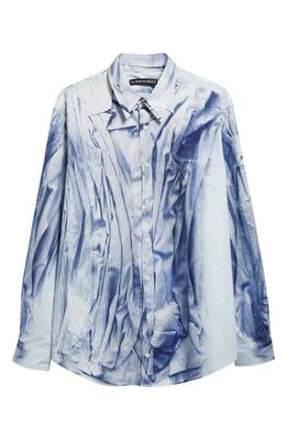 Y/Project Compant Trompe l'Oeil Button-Up Shirt in Light Blue