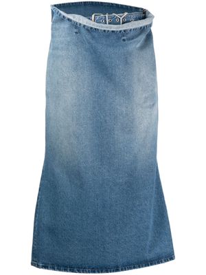 Y/Project cowl-effect flared denim skirt - Blue
