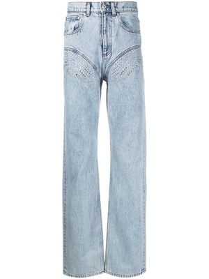 Y/Project crystal-embellished wide leg jeans - Blue