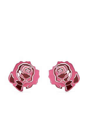 Y/Project cut-out rose earrings - Red