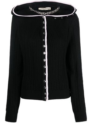 Y/Project Evergreen ruffled-neckline wool cardigan - Black