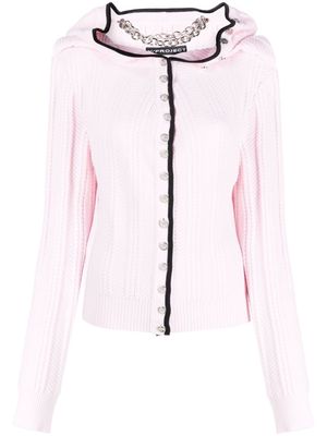 Y/Project Evergreen ruffled-neckline wool cardigan - Pink
