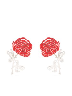 Y/Project floral-motif oversized earrings - Red