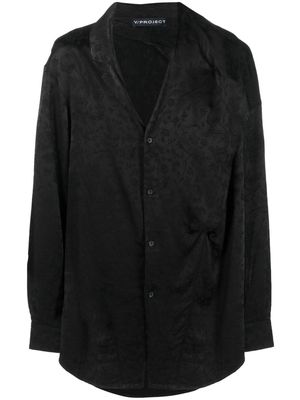 Y/Project floral-print satin shirt - Black