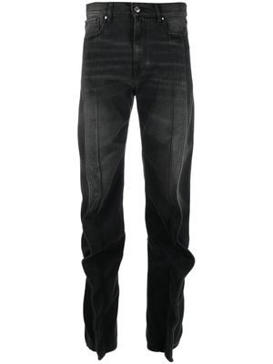 Y/Project frilled straight-leg jeans - Black