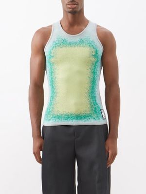 Y/Project - Gradient-knit Cotton-blend Tank Top - Mens - Green Yellow