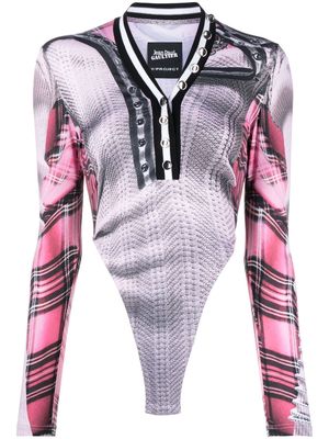 Y/Project graphic-print long-sleeved bodysuit - Pink
