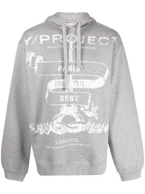 Y/Project graphic-print organic cotton hoodie - Grey