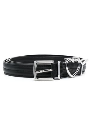 Y/Project heart logo-plaque leather belt - Black